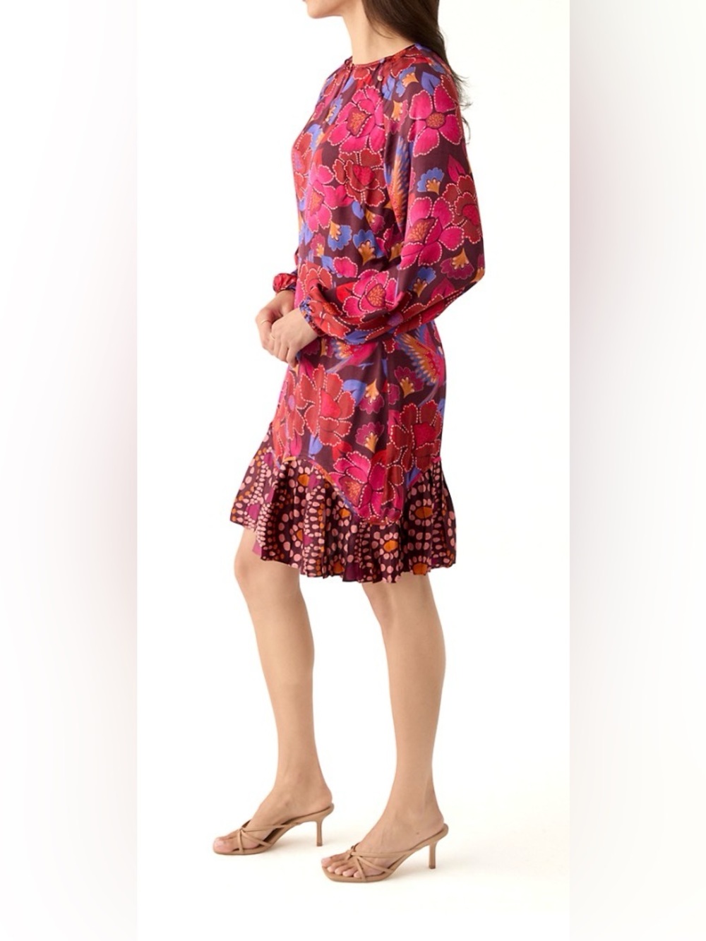 PHILOSOPHY By REPUBLIC Long Sleeve Ruffle Hem Floral Midi Dress. - Picture 3 of 6